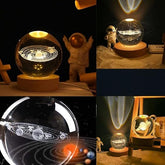 3D Crystal Ball Night Light Clear Galaxy LED with Wooden Base Glass- Buy 1 Get 2 Free