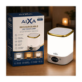 AIXA Rechargeable LED Touch Table Lamp with Digital Clock & Battery Display, 1500mAh Battery, 3 Color Modes, Dimmable Bedside Night Light for Bedroom, Study, Office, Kids Room & Home Decor