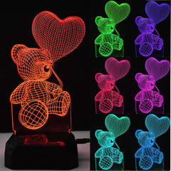 Cute Teddy Shaped Night Illusion Lamp