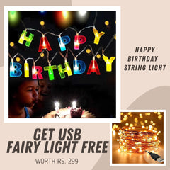 HAPPY BIRTHDAY String light + ( GET FREE 10M USB FAIRY LIGHT )